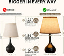 ONEWISH Touch Bedside Lamp, Farmhouse 3-Way Dimmable Table Lamps for Nightstand with Fabric Shade, 17.32'' Desk Lamp… — 6