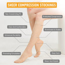 BSERA 2 Pairs Sheer Compression Socks for Women 15-20 mmHg Knee High | Beige Hearts | Large — 3