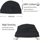 vidsel 100% Cotton Skull Caps Beanie Night Cap Sleep Hats for Men Women - 2 Black & Black — 2