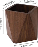 Black Walnut Wooden Pencil Box, Multiple-Use Desk Writing Stationary Organizer Wood Pen Holder Cups Office School Supplies Storage (Prismatic Shape) — 6