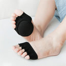 Open Five-Toes Socks Forefoot Pads, Women Anti-Slip Breathable Sweat-Absorbent Peep Toe Half Socks Cushions, Relief Forefoot Pain Toe Separating Correction Socks No Show Heelless Toe Socks (Black) 4