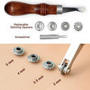Leather Groover Beveler and Leather Stitching Overstitch Wheels Mark Spacer Set, Leathercraft Sewing Embossing Tool Set — 3