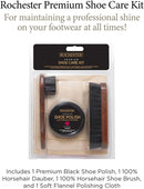 Rochester Premium Shoe Care Kit, Leather Shoe Care Kit with Black Shoe Polish, 100% Horsehair Dauber, 100% Horsehair Shoe Brush, and Soft Flannel Polishing Cloth, Shoe Accessories — 3