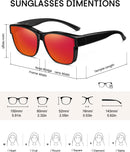 Wzerry Polarized Over Glasses Sunglasses for Women Men with Large Shades | Black/Grey + Black/Blue + Black/Red — 4