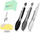 HINMAY Small Silicone Tongs 7-Inch Mini Serving Tongs, Set of 3 (Black Gray White) — 5