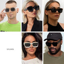 GFUIARA Trendy Square Sunglasses for Men Women Fashion Thick Rectangle Sun Glasses UV Protection Shades Designer Style | Black/Light Yellow — 5
