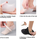 Height Increase Insoles - 1.4 Inches Height Increase Heel Cups for All-Day Comfort - Shock-Absorbing SEBS Gel Inserts for Boots & Sneakers, Deep U-Shape Heel Cushions for Men & Women - White — 4