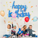 TONIFUL 16 Inch Cursive Blue Happy Birthday Balloons Banner Decorations — 5