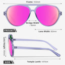 KUGUAOK Polarized Aviator Sunglasses for Women Sporty Style Running Sun Glasses Tangle Free Frame Vintage Trendy Shades | Clear Pink+champagne+green Red+blue Pink — 6