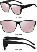 Wzerry Polarized Over Glasses Sunglasses for Women Men with Large Shades | Black/Grey + Black/Blue + Black/Pink — 8