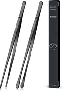 2 Pcs 12-inch Cooking Tweezers Tongs Precision Serrated Tips, Stainless Steel Professional Chef Tweezer Kitchen… — 1