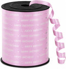 BEISHIDA 250 Yards Pink Happy Birthday Printed Crimped Curling Ribbon Balloon String Roll Gift Wrapping Ribbon for Baby Girl Women Birthday Party Decoration Supplies | 250Y-HBD-light pink — 1
