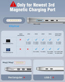 USB C to Magnetic 3 Charger Cable for MacBook Air 13.6 15 inch Mac Pro 14 16 M5 M4 M3 M2 M1 2026 2025 2024 2023 2022 2021, Braided Cord & LED, Powerful Magnetic, Super Durable, Original Quality 6.6FT 2