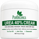 PurOrganica Urea Cream 40% – Made in USA, Maximum Strength Foot Cream for Dry, Cracked Heels, Corns, Calluses & Rough Feet, Exfoliating Moisturizer — 1
