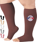 Mojo Toeless Compression Socks for Women and Men 20-30 mmHg Open Toe - AB211 | 4X-Large | Brown — 1