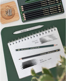 Faber-Castell Pitt Graphite Matte Pencil Set, Metal Tin of 8 Graphite Pencils and Sketching Accessories (HB, 2B, 4B, 6B, 8B, 10B, 12B, 14B), Pencil Sharpener, Eraser and Blending Stump | 1 Count (Pack of 11) | 11 Count — 6