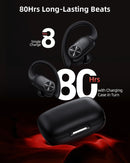 PocBuds Bluetooth Headphones Wireless Earbuds 80hrs Playtime Wireless Charging Case Digital Display Sports Ear Buds with Earhook Deep Bass IPX7 Waterproof Over-Ear Earphones for TV Phone Laptop Black photo 2