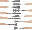 CONDA Palette Knife Set -10Pcs Stainless Steel Spatula Pallet Knife Painting Tools Metal Knives Wood Handle with Different Shapes and Sizes | 10 Piece Wood Color — 4