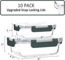 M MCIRCO 10 Pack Glass Food Storage Containers with Lids, Gray — 2