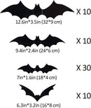 Coogam 60PCS Halloween Bats Decoration, 4 Different Sizes Realistic PVC Black 3D Scary Bat Sticker for Home Decor DIY Wall Decal Bathroom Indoor Hallowmas Party Supplies — 5