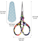 3.6 inch Sharp Embroidery Scissors for Sewing with Premium Leather Sheath | Black Flower — 2