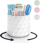 minimaliving Desk Organizer,Sparkling Diamond-like Pen Holder for Desk 360°Rotating Office Accessories,Pencil Cup with 5 Compartments Storage Box Caddy for Office,School,Home,Art Supply(White) — 1