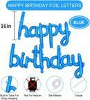 TONIFUL 16 Inch Cursive Blue Happy Birthday Balloons Banner Decorations — 2