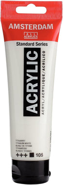 Amsterdam Standard Series Acrylic Tube 120ml Titanium White 105 (17091052) | 4.06 Fl Oz (Pack of 1) — 1