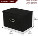 STOREONE Fabric Storage Cube Bins Foldable Organizer Container Collapsible Basket with Lids and Metal Handles, for Home, Bedroom, Closet (Black, 3 Pcs) — 2