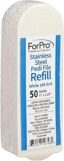 ForPro Professional Collection Stainless Steel Pedi File Refill, 180 Grit, White, EZ-Strip Peel Pedicure Refill Pads, 1.25” W x 4” L, 50-Count — 1