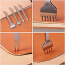 WUTA Leather White Steel Diamond Chisel Polished Prongs Leather Hole Punch Stitching Tools Chisel Set Leather Craft Kits (3mm,1+2+4+6 Teeth) | One Set | 3 mm spacing — 4