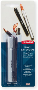 Derwent Pencil Extender Set, Silver and Black, for Pencils up to 8mm, (2300124) — 2