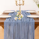 Cheesecloth Table Runner Fall Boho Wedding Birthday Party Home Decor | Dusty Blue | 10ft X 1pc — 5