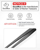 2 Pcs 12-inch Cooking Tweezers Tongs Precision Serrated Tips, Stainless Steel Professional Chef Tweezer Kitchen… — 4