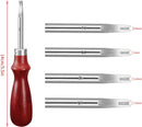 Honoson 6 Piece Leather Craft Tool Set - Includes 4 Edge Beveler, Cutting Knife, Skiving Knife, and Sandalwood Burnisher (1.5 Mm, 1.2 Mm, 1.0 Mm, 0.8 Mm) — 3