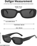 Rectangle Sunglasses for Women Men Trendy Y2K 90s Square Sun Shades UV400 | Leopard Green Lens and Black — 6