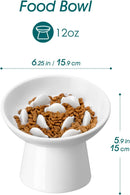vancasso Ceramic Slow Feeder Cat Bowl, 6.25 Inch Elevated Cat Slow Feeder Bowl, Anti Vomiting for Dry and Wet Food, White — 2