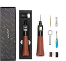 WUTA Repair Stitch Kit Leathercraft Stitch Awl Tool with 5 Pcs Small Chrome-Plated Needle, for Leather, Belt, Canvas, Fabric, Bag Repair Professional Stitcher Leather Craft Tool | Basic (Stitch Awl Kit+3 Colors Wax Thread) — 1