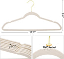 Heavy Duty Velvet Hangers 30 Pack - Non-Slip, Space-Saving Clothes Hangers for Coat/Suit with 360° Rotating Gold Hooks, Durable Premium Felt Hanger for Closet Organization- Ivory — 2
