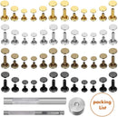Selizo 480 Sets Small Double Cap Leather Rivets 4 Colors 3 Sizes (Cap Diameter: 6mm/8mm/8mm) Tubular Metal Studs with 3 Pieces Setting Tool Kit for Leather Craft Repairs Decoration — 2