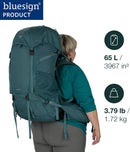 Osprey Renn 65L Women's Backpacking Backpack, Blue OS | 65l - Extended Fit | Cascade Blue/Melon Orange — 2