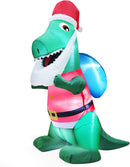TURNMEON 4 FT Christmas Inflatables Santa Dinosaur with LED Light Stakes Tethers Outdoor Decoration — 7