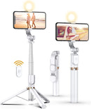Selfie Stick Tripod with Wireless Remote, 46'' Cellphone Selfie Stick Tripod with LED Fill Light, for iPhone 16/15/14/14 pro/13/13 Pro/12/11/11 Pro/XS Max/XS/XR/X/8/7 and Android Smartphone(Upgrade) photo 1