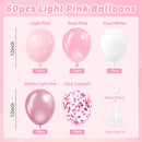 12inch Light Pink and White Balloons with Pearl Baby Pink Confetti Balloons — 2