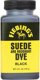 Fiebing's Black Suede Dye (4 oz) - Recolor, Brighten & Restore Suede & Roughout Leather Shoes, Furniture, Purse - Includes Wool Dauber for Easy Application - Flexible When Dry, Won't Crack or Peel — 1