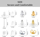 Nkwuire 12 Styles 600 Pcs Earring Backs for Studs, Clear Plastic Earrings Metal Rubber Silicone Earring Backs Bullet… — 2