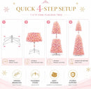 GarveeTech 9ft Prelit Flocked Christmas Tree, Pink & White, 600 Lights — 4
