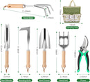 9-Piece Premium Gardening Tool Set for Women - Heavy Duty Stainless Steel Rust-Proof Tools with Fashion Storage Tote | Perfect Gardening Gifts for Mom, Mother's Day, Birthday & Outdoor (Green) — 7