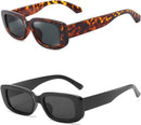 Rectangle Sunglasses for Women Men Trendy Y2K 90s Square Sun Shades UV400 | Leopard Green Lens and Black — 1