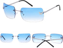 knliwkm Rimless Rectangle Y2k Sunglasses for Women Men Cute Small Clear Frameless Tinted Lens 2000S Fashion Shades Butterfly | Silver, Gradient Blue — 6